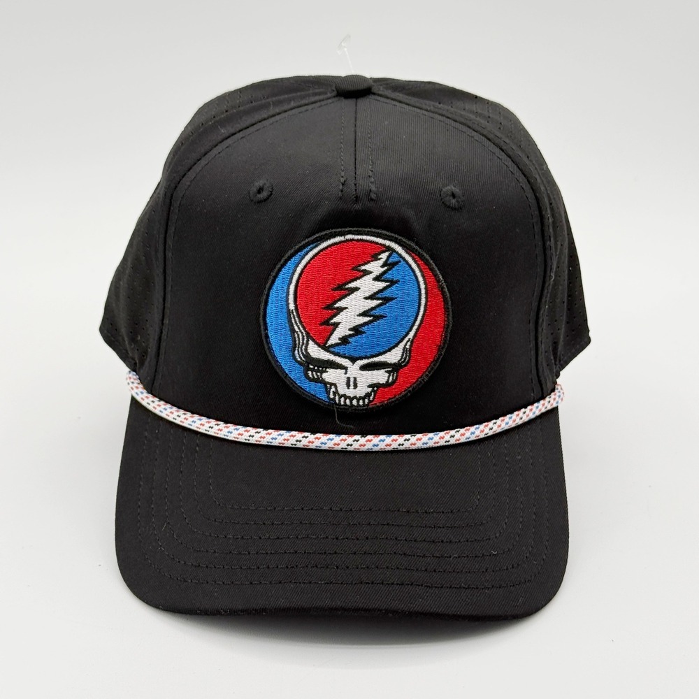 Grateful Dead Steal Your Face Rope Snapback Hat Size OS‎ Men Black Stealie Patch